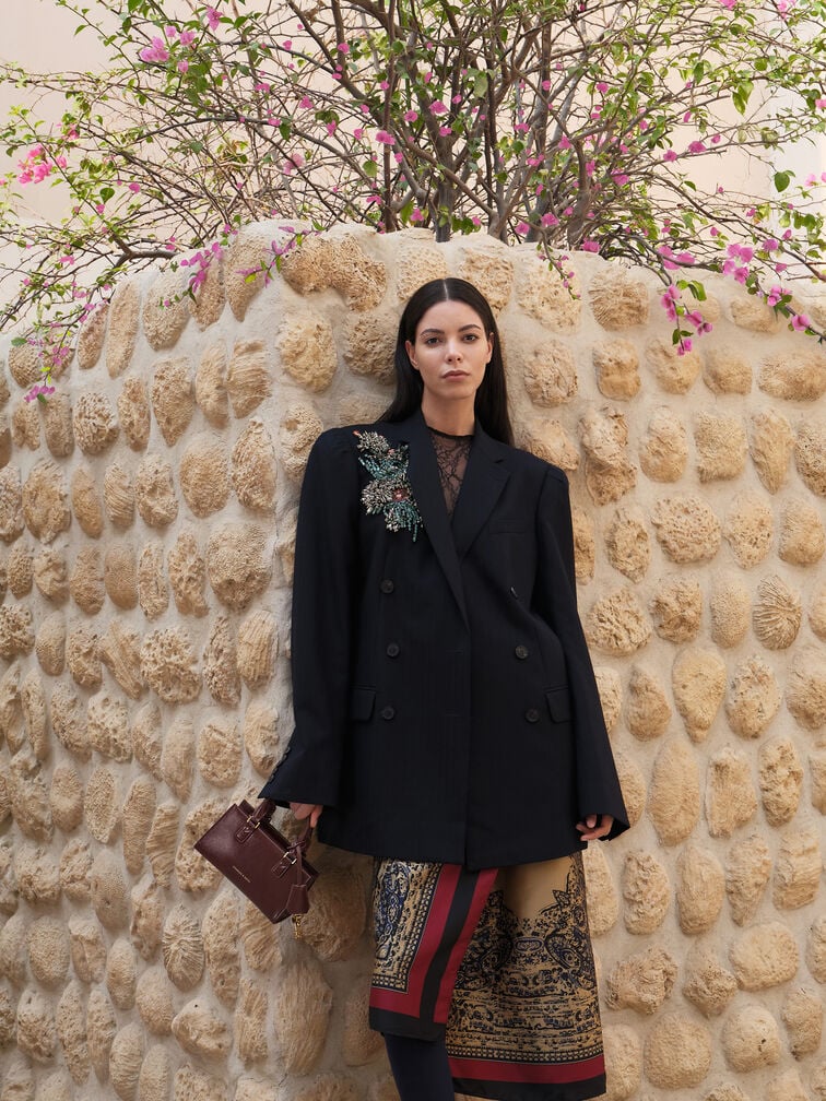 กระเป๋าโท้ทขนาดเล็กรุ่น Kerry, สีไวน์เบอร์รี่เรด, hi-res