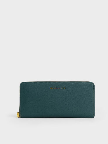 กระเป๋าสตางค์ใบยาวดีไซน์ที่ปิดแบบซิปรอบรุ่น Dulcie, สีเขียว, hi-res