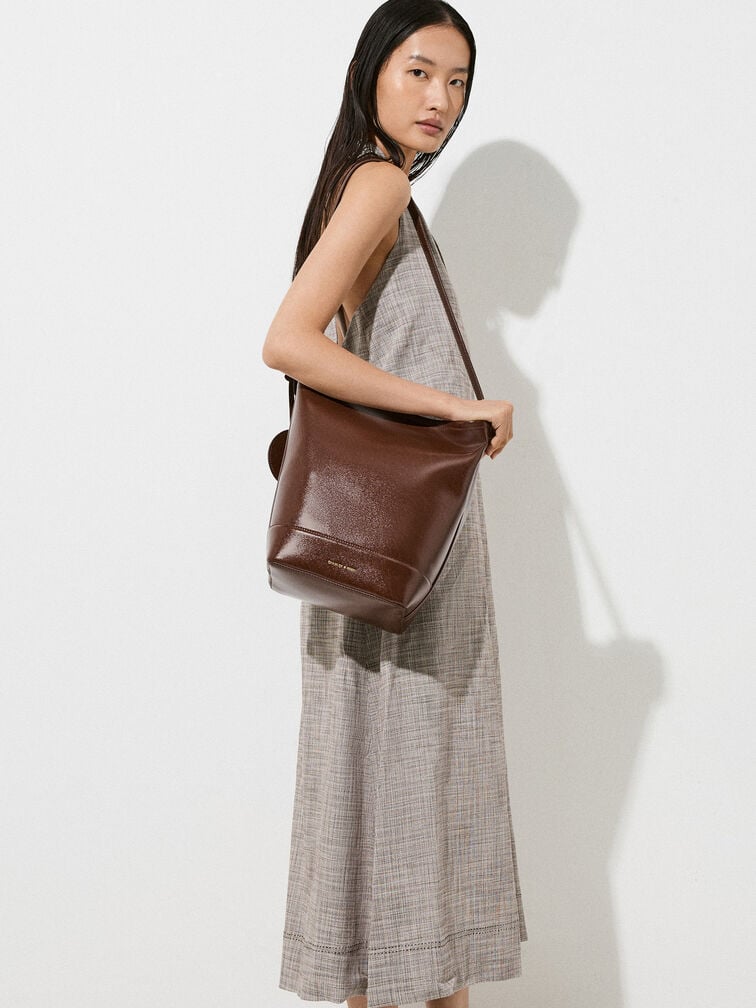Enola Elongated Bucket Bag, Dark Brown, hi-res