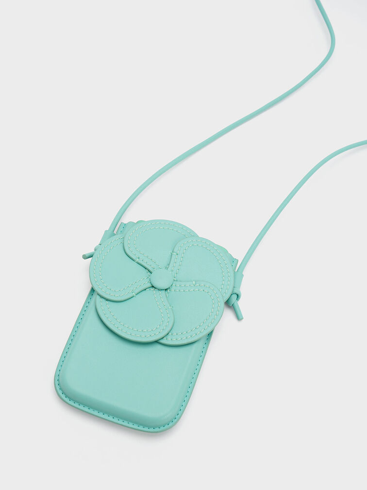 Camelia Flower Phone Pouch, Turquoise, hi-res