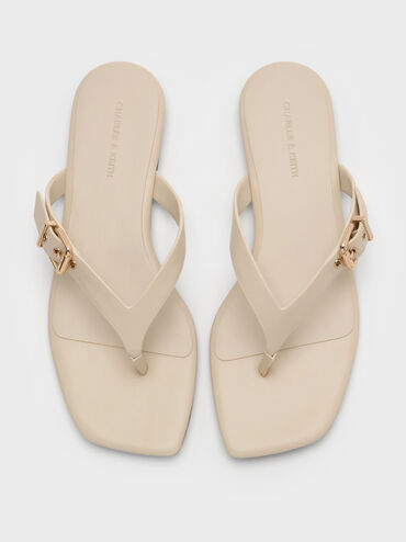 Buckled Thong Sandals, Chalk, hi-res