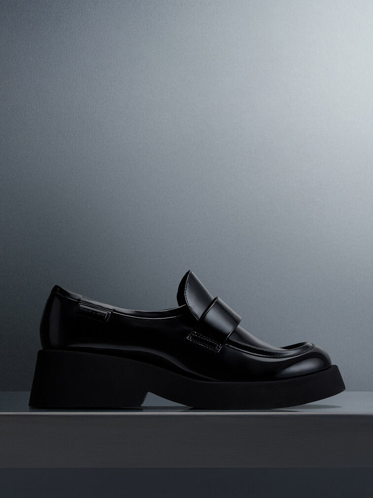 Giselle Strap Chunky Patent Loafers, Black Patent, hi-res
