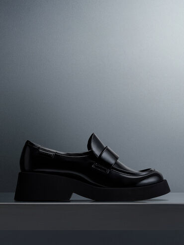 Giselle Strap Chunky Patent Loafers, Black Patent, hi-res