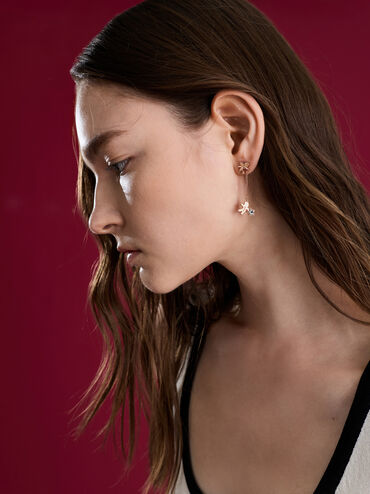 Athalia Gingerbread-Fairy Crystal-Star Drop Earrings, Rose Gold, hi-res