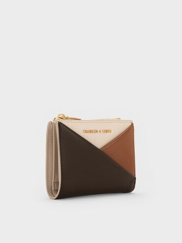 Midori Colourblock Geometric Small Wallet, Multi Brown, hi-res