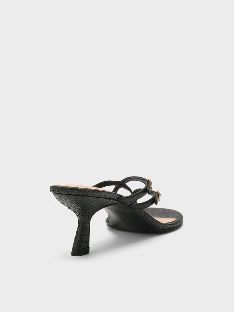 Crossover Toe-Ring Strappy Heels, Black, hi-res