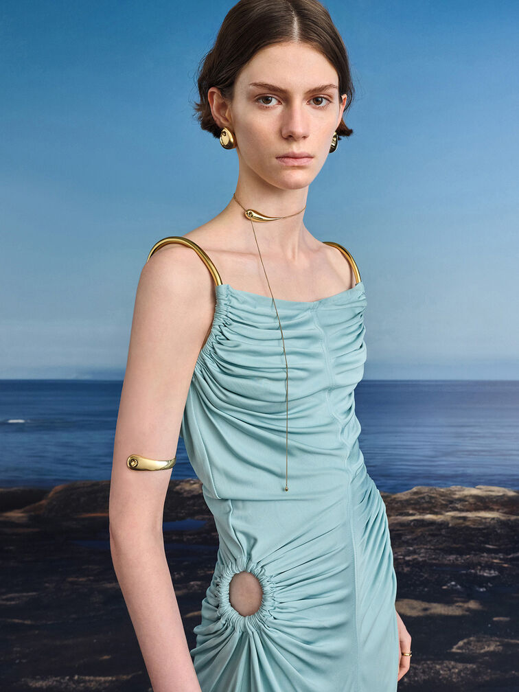 ต่างหูแบบติดทรงหยดน้ำรุ่น Eimear, สีทอง, hi-res