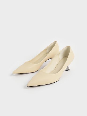 Spool Heel Pumps, สีชอล์ค, hi-res
