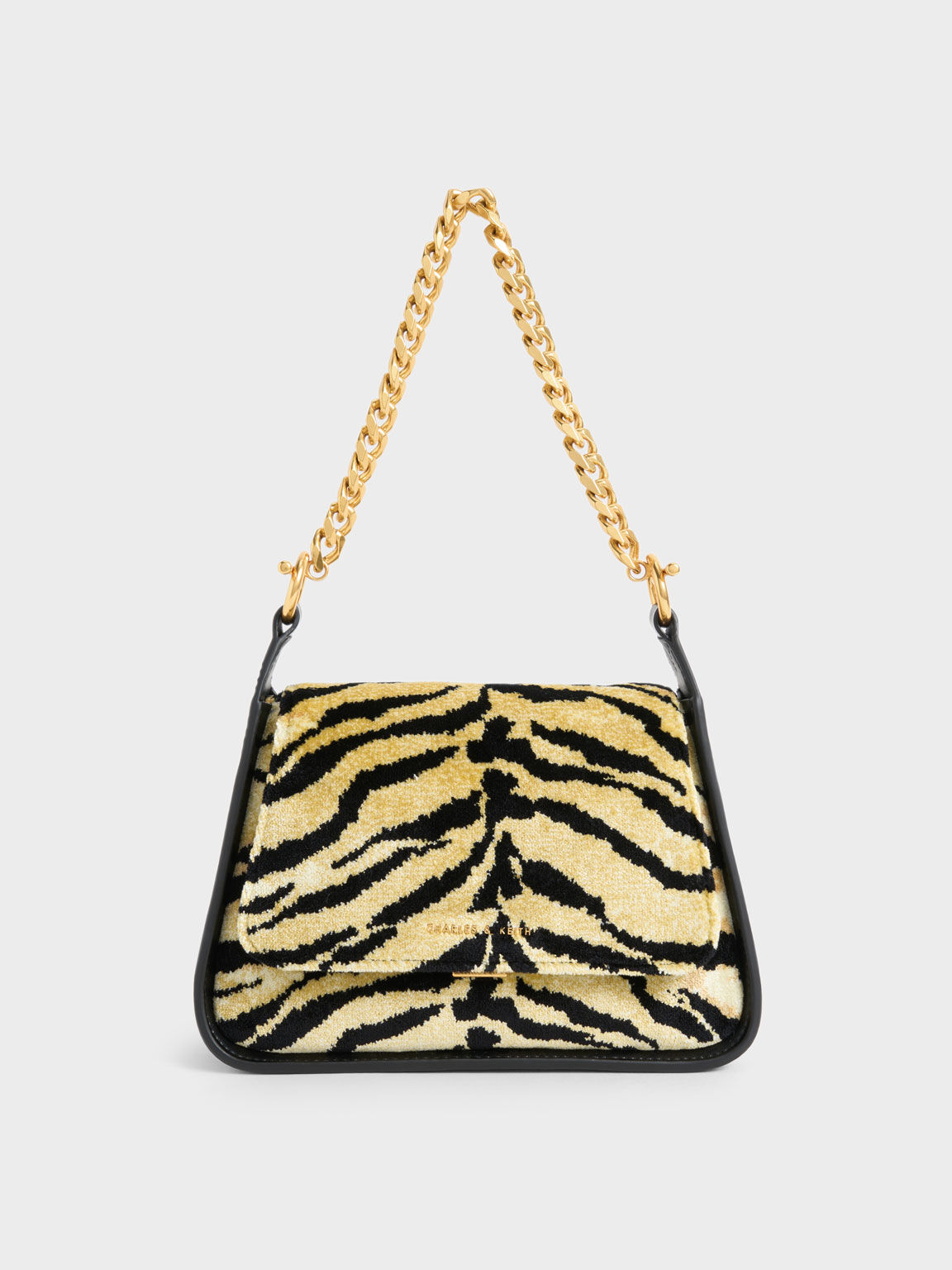 Tiger print shop shoulder bag