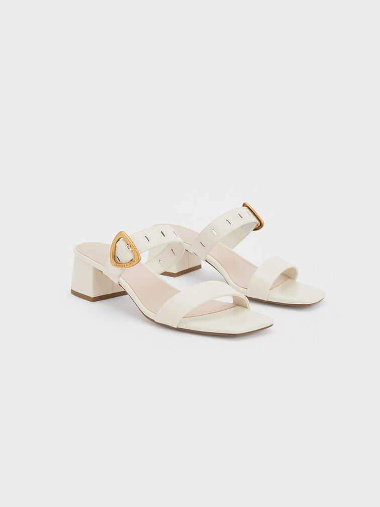 Sepphe Metallic Buckle Heeled Mules, , hi-res