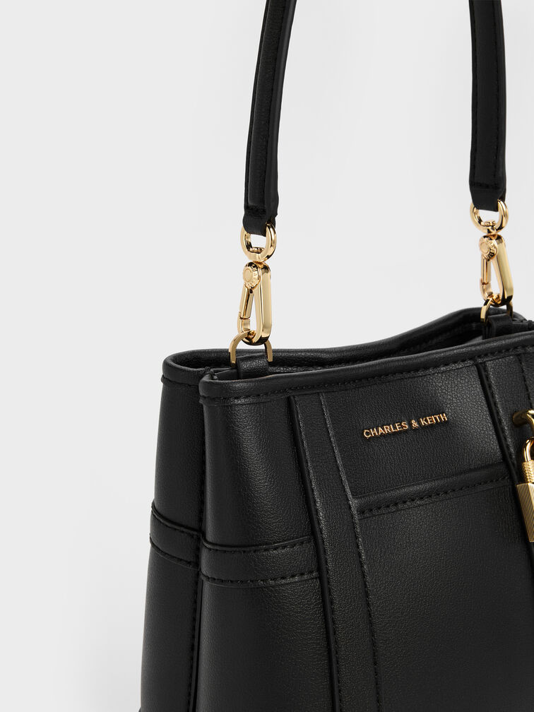 กระเป๋าทรงถังรุ่น Scottie, สีดำ, hi-res