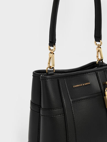 กระเป๋าทรงถังรุ่น Scottie, สีดำ, hi-res