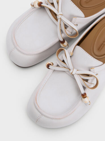 รองเท้าเปิดส้นดีเทลเชือกตกแต่งด้วยลูกปัดรุ่น Gale, สีขาว, hi-res