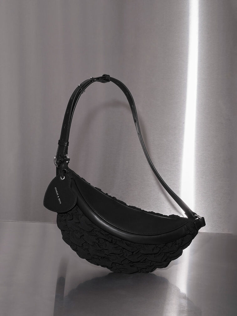 Nita Nylon Ruched Crossbody Bag, , hi-res
