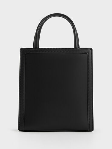 กระเป๋าโท้ทหูจับแบบคู่, สีดำ, hi-res