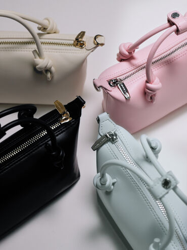 กระเป๋าโท้ทหูจับแบบปมรุ่น Sammie, สีครีม, hi-res