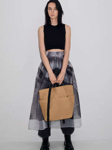 Soleil Nylon Tote Bag, Camel, hi-res