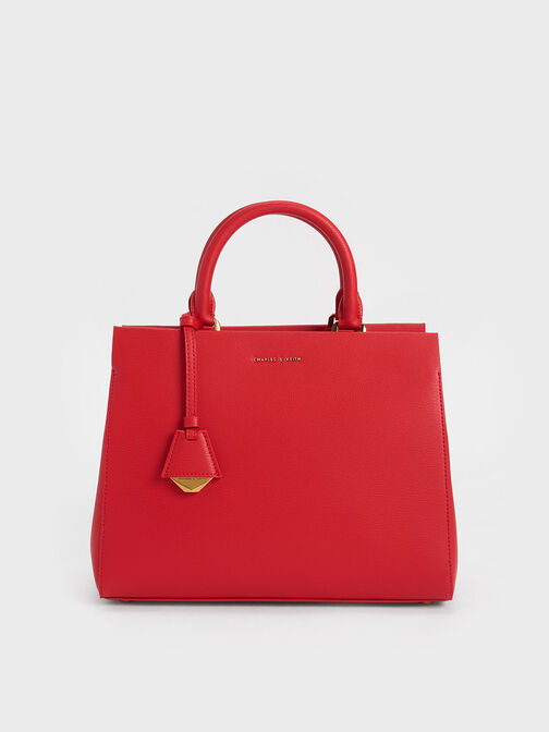กระเป๋าถือแบบมีโครงรุ่น Mirabelle, สีแดง, hi-res