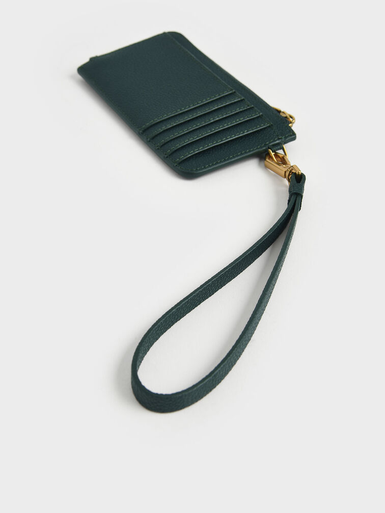 กระเป๋าใส่บัตรหลายช่องพร้อมสายคล้องมือรุ่น Dixie, สีดาร์คกรีน, hi-res
