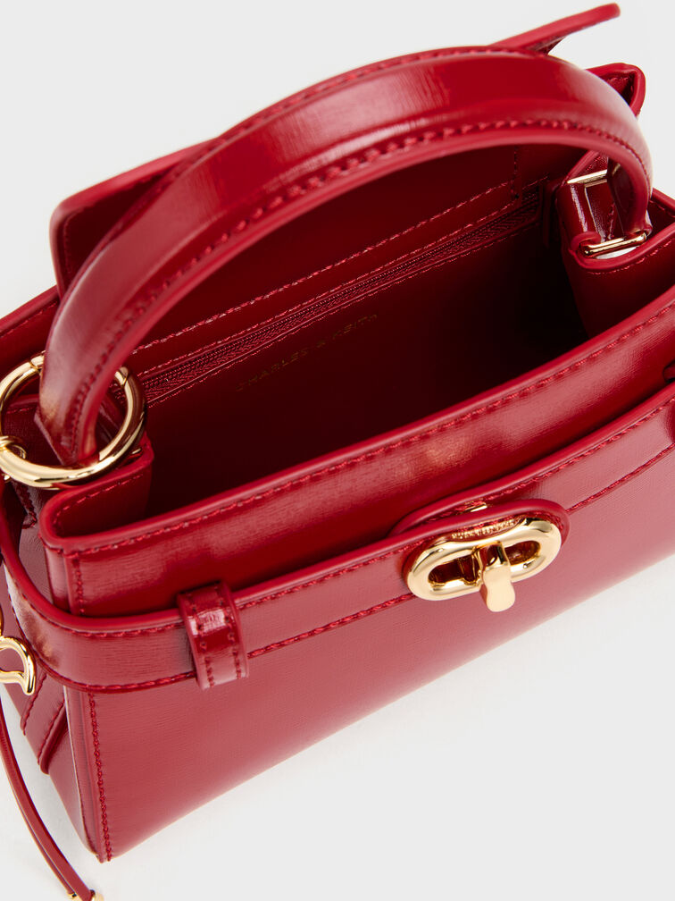 Aubrielle Horse-Motif Top Handle Bag, Tomato Red, hi-res