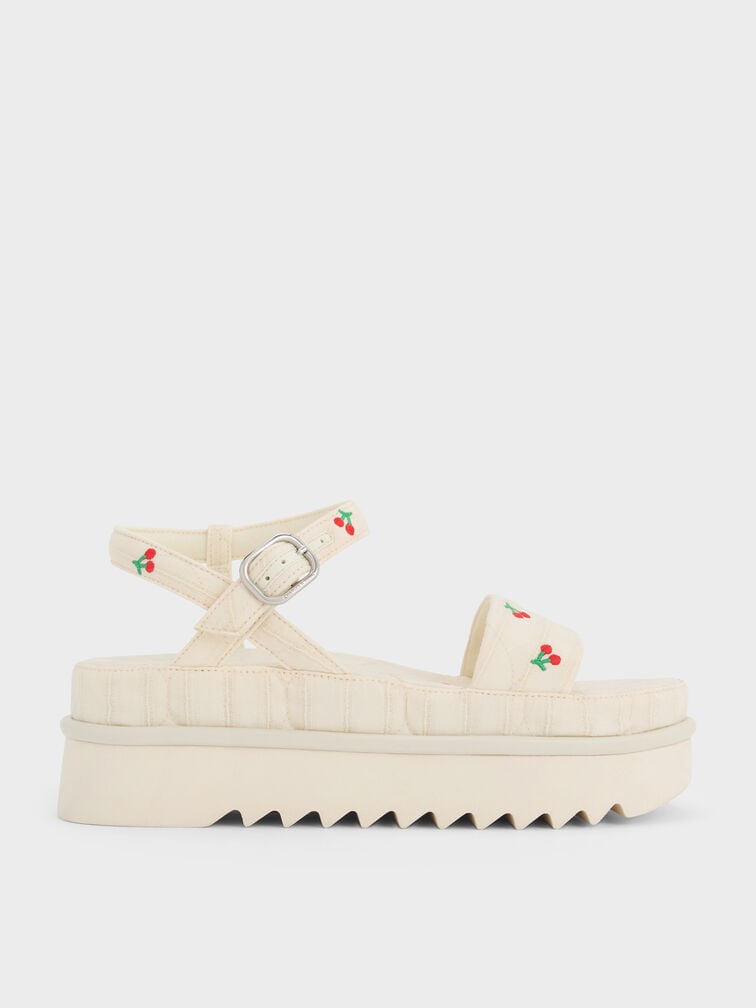 Cherry-Print Flatform Ankle-Strap Sandals, Multi, hi-res