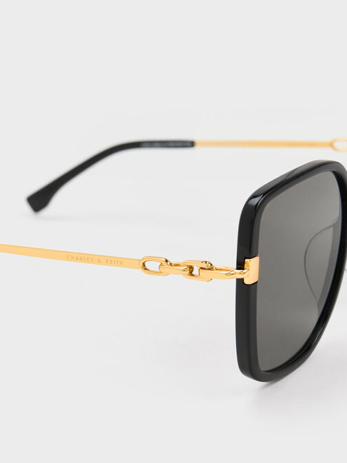 Oversized Square Chain-Link Sunglasses, , hi-res