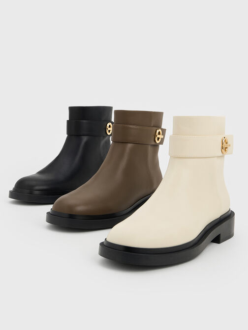 Metallic-Accent Ankle Boots, Black, hi-res