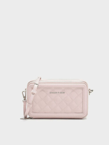 Quilted Boxy Long Wallet, Pink, hi-res