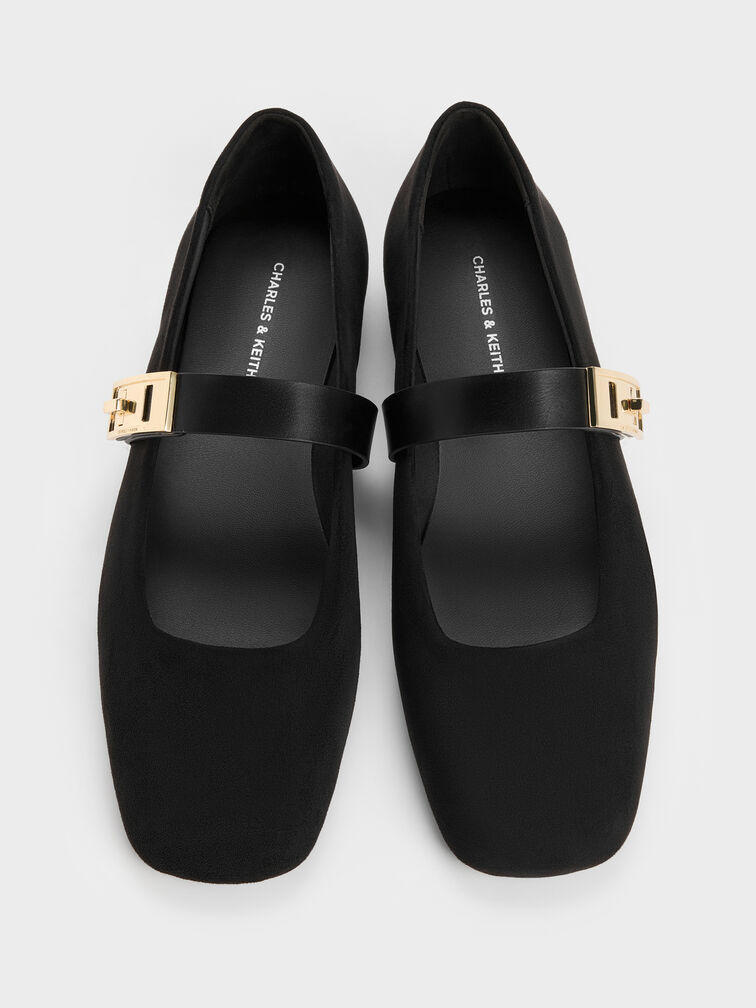 Lando Faux Suede Mary Jane Flats, Black2, hi-res