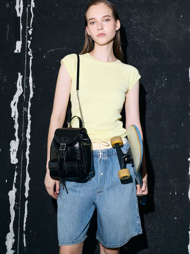 กระเป๋าเป้รุ่น Bryna, สีดำอะไหล่สีเงิน, hi-res