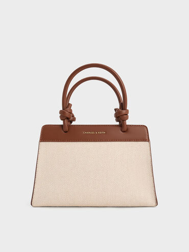 Sabine Canvas Knotted-Handle Tote Bag, Chocolate, hi-res