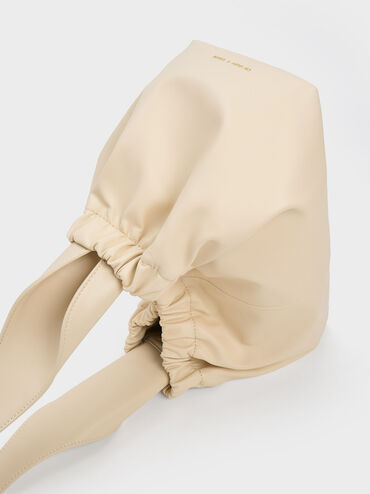 Large Ally Ruched Slouchy Bag, สีเบจ, hi-res