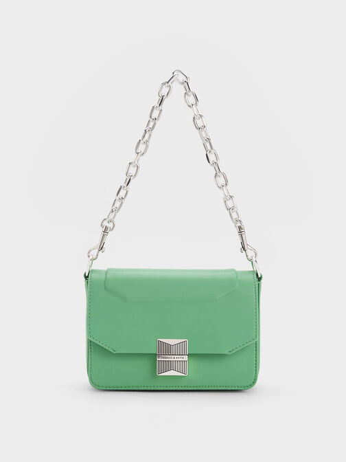 Kalinda Metallic Accent Boxy Bag, สีเขียว, hi-res