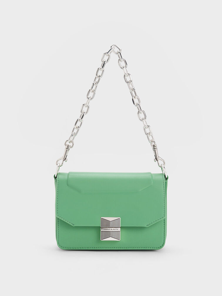 Kalinda Metallic Accent Boxy Bag, สีเขียว, hi-res