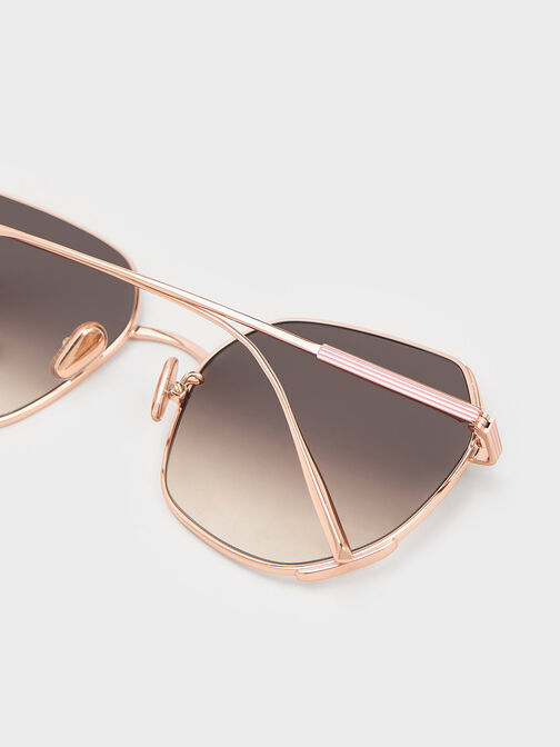 Geometric Wire-Frame Butterfly Sunglasses, , hi-res