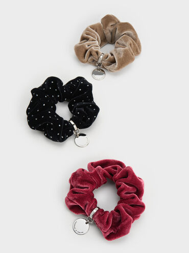 Velvet Scrunchie, Beige, hi-res