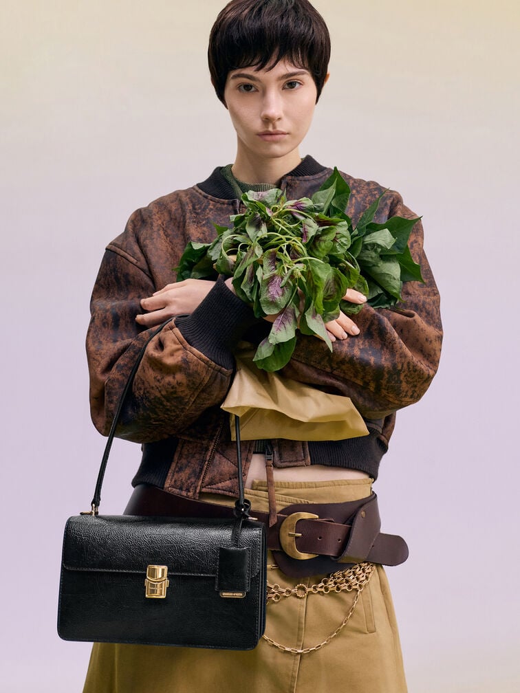 Acelynn Rope-Chain Shoulder Bag, Black, hi-res