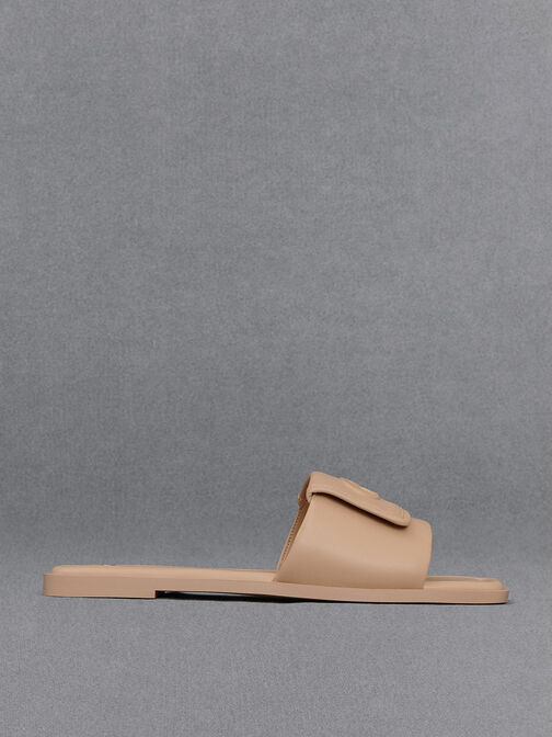 Leather Slide Sandals, , hi-res
