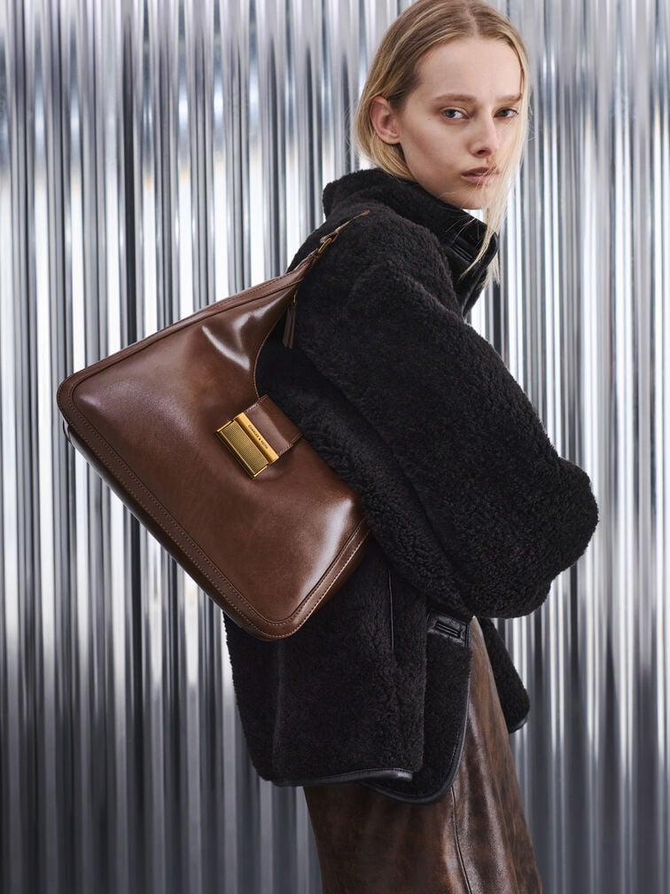 Charlot Hobo Bag, Dark Brown, hi-res
