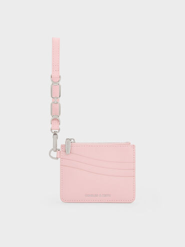 กระเป๋าใส่บัตรแบบคล้องข้อมือตกแต่งโซ่รุ่น Agatha, สีคอตตอนแคนดี้พิงค์, hi-res