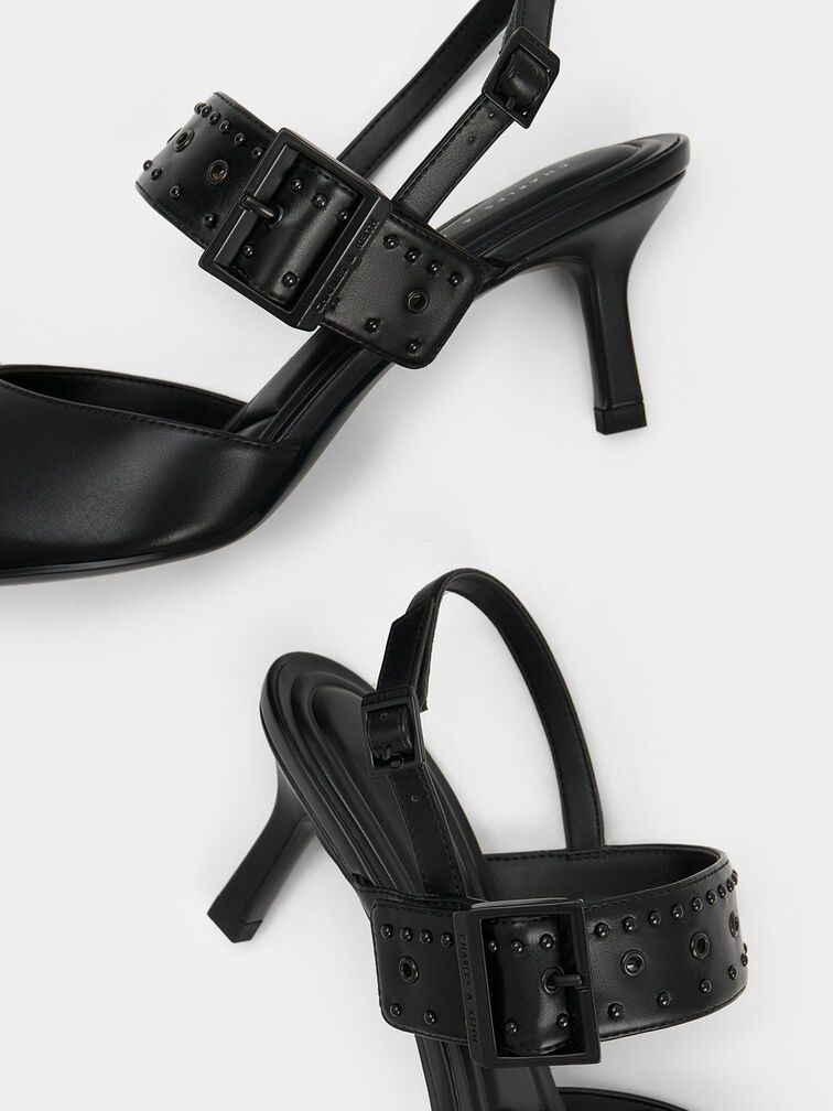 Sepphe Grommet Slingback Pumps, Black, hi-res