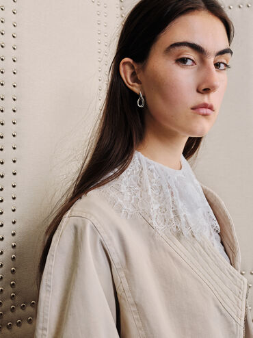 Nyra Sculptural Drop Earrings, Silver, hi-res