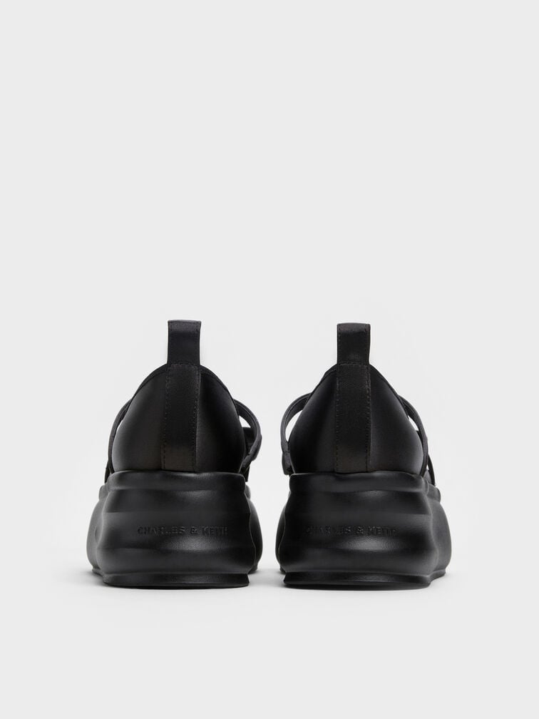 Brantley Recycled Polyester Platform Mary Janes, Black Textured, hi-res