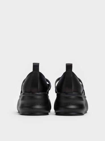 Brantley Recycled Polyester Platform Mary Janes, Black Textured, hi-res