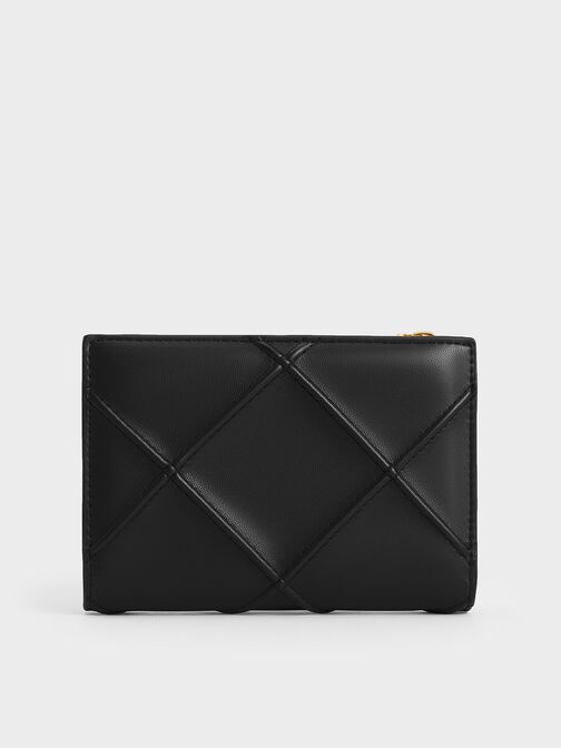 กระเป๋าสตางค์ดีไซน์ลายควิลท์รุ่น Eleni, สีดำ, hi-res