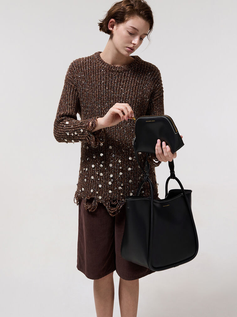 Lyla Tubular Slouchy Tote Bag, Black, hi-res