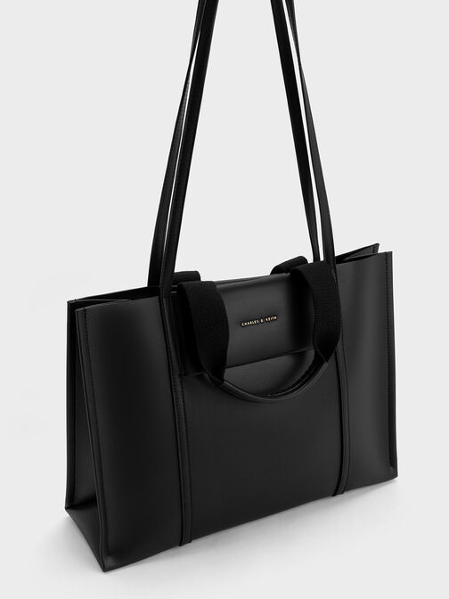 กระเป๋าโท้ทรุ่น Shalia, สีดำ, hi-res