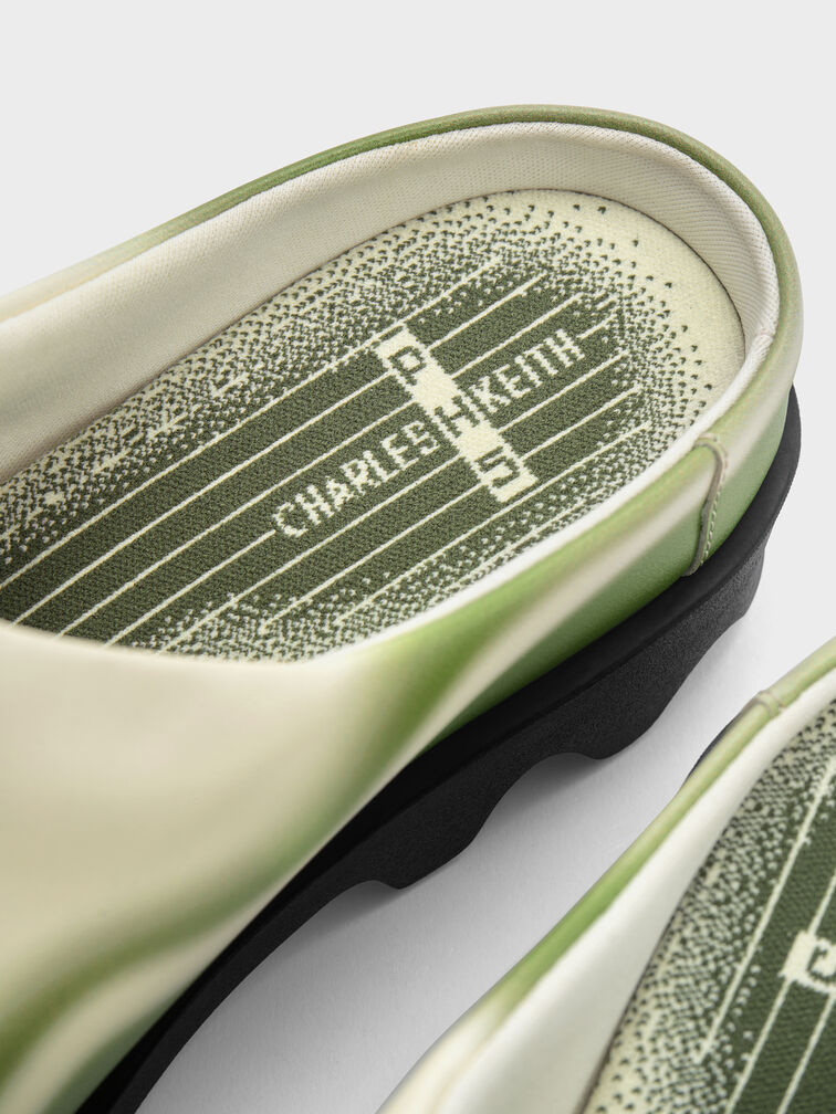 Gradient Wave Slip-On Mules, Green, hi-res