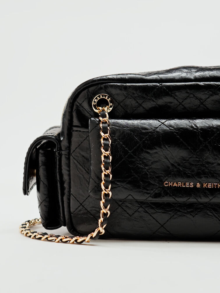 Duo Quilted Crossbody Bag, Black, hi-res