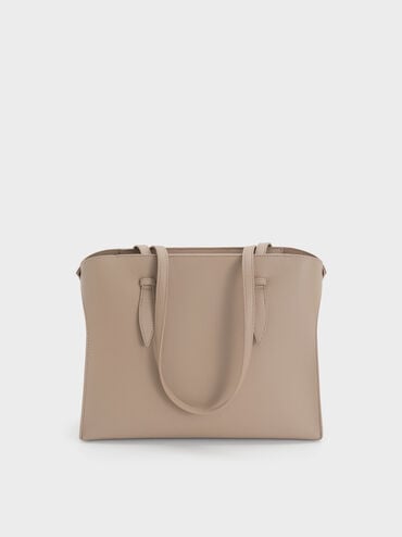 Allyn Elongated-Handle Tote Bag, Taupe, hi-res